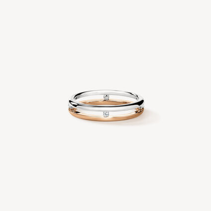 Love Floating Diamond Wedding Band, Platinum and 18K Rose Gold, large
