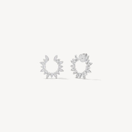 Aerial Sunburst Wrap Earrings - Small, 18K White Gold, large
