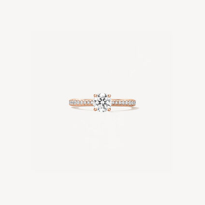 VELA Solitatire Ring With Diamond Band, 18K Rose Gold, large