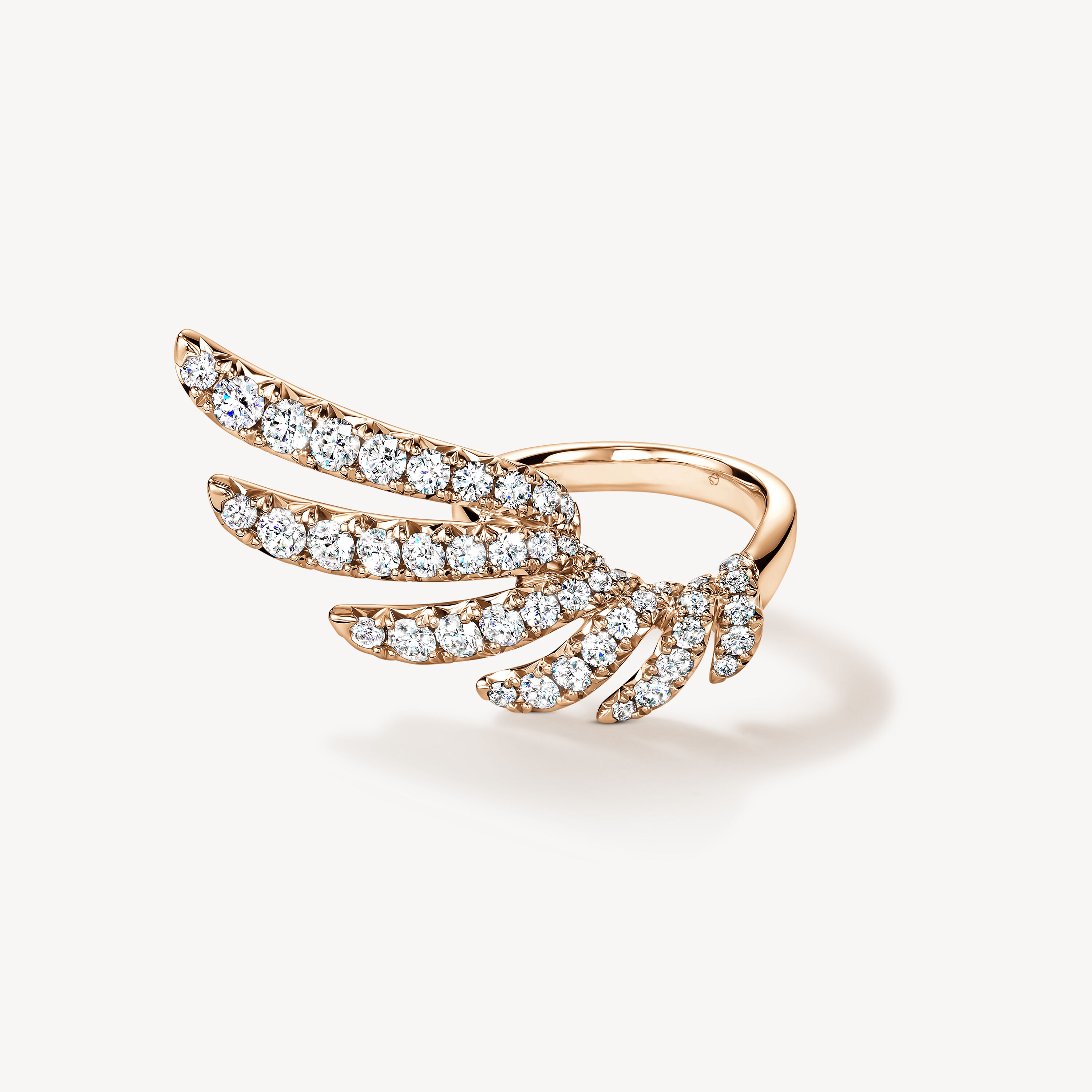VELA French Cut Pav&eacute; Diamond Wrap Ring, 18K Rose Gold, large