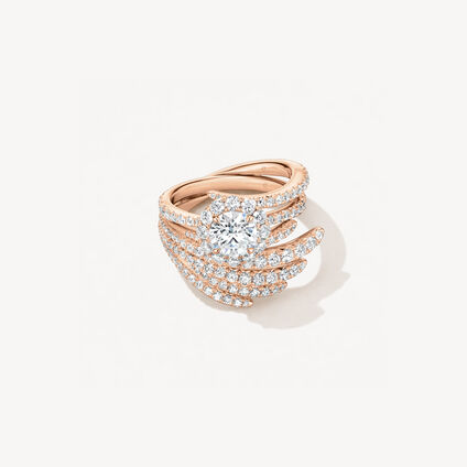 VELA Halo Ring With Diamond Band, 18K Rose Gold, large