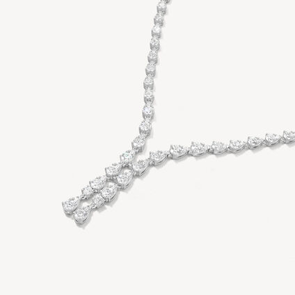Aerial Teardrop Drop Necklace, 18K White Gold, large
