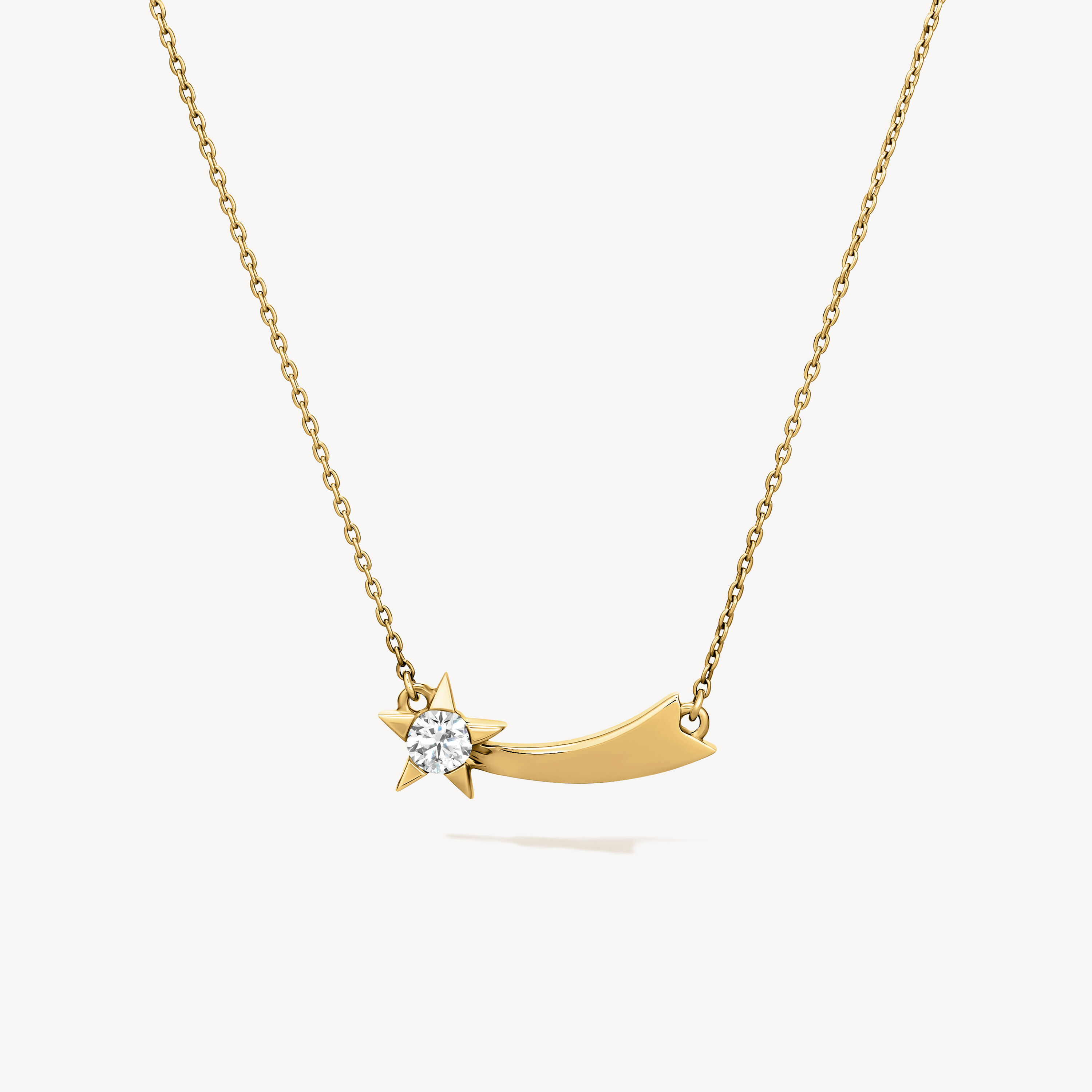 Illa Single Diamond Comet Pendant Necklace, 18K Yellow Gold, large
