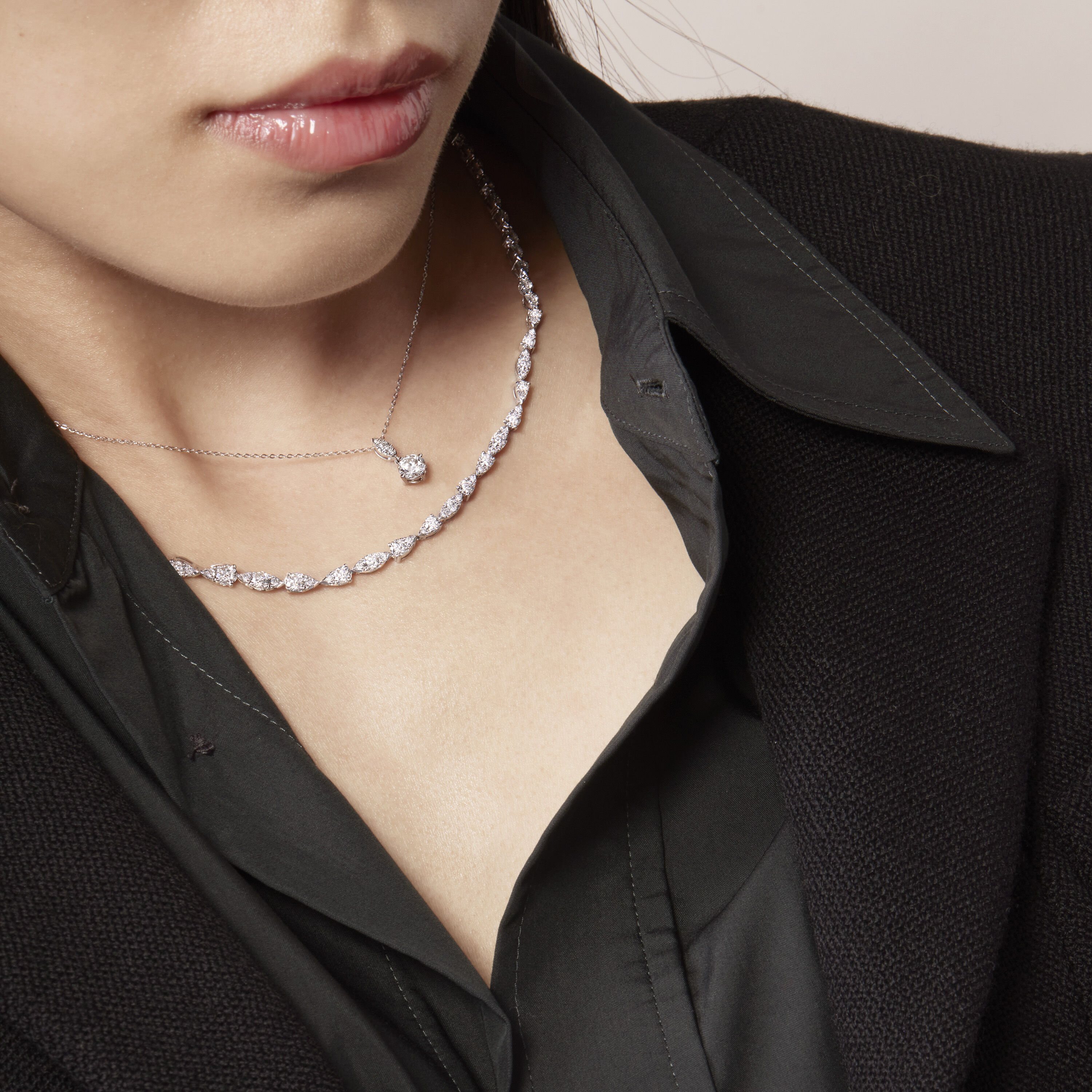 Aerial Petite Drop 鑽石項鏈, 18K 黄金, large