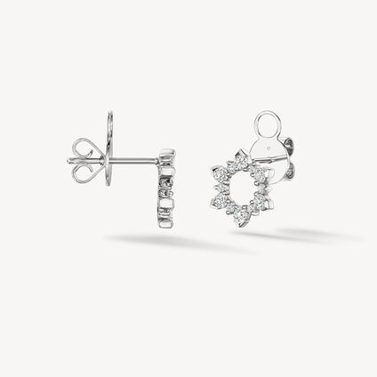 Aerial Open Sunburst Earrings - Small, 18K White Gold, large