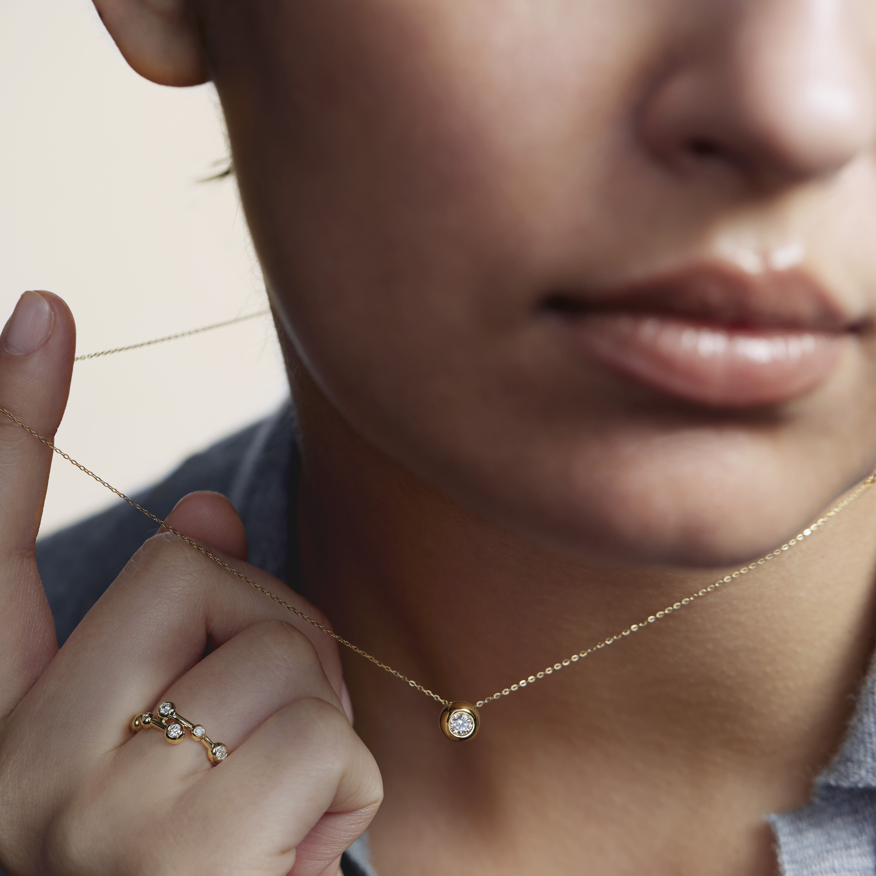 DREAM SOLO 鑽石項鍊, 18K 黄金, large