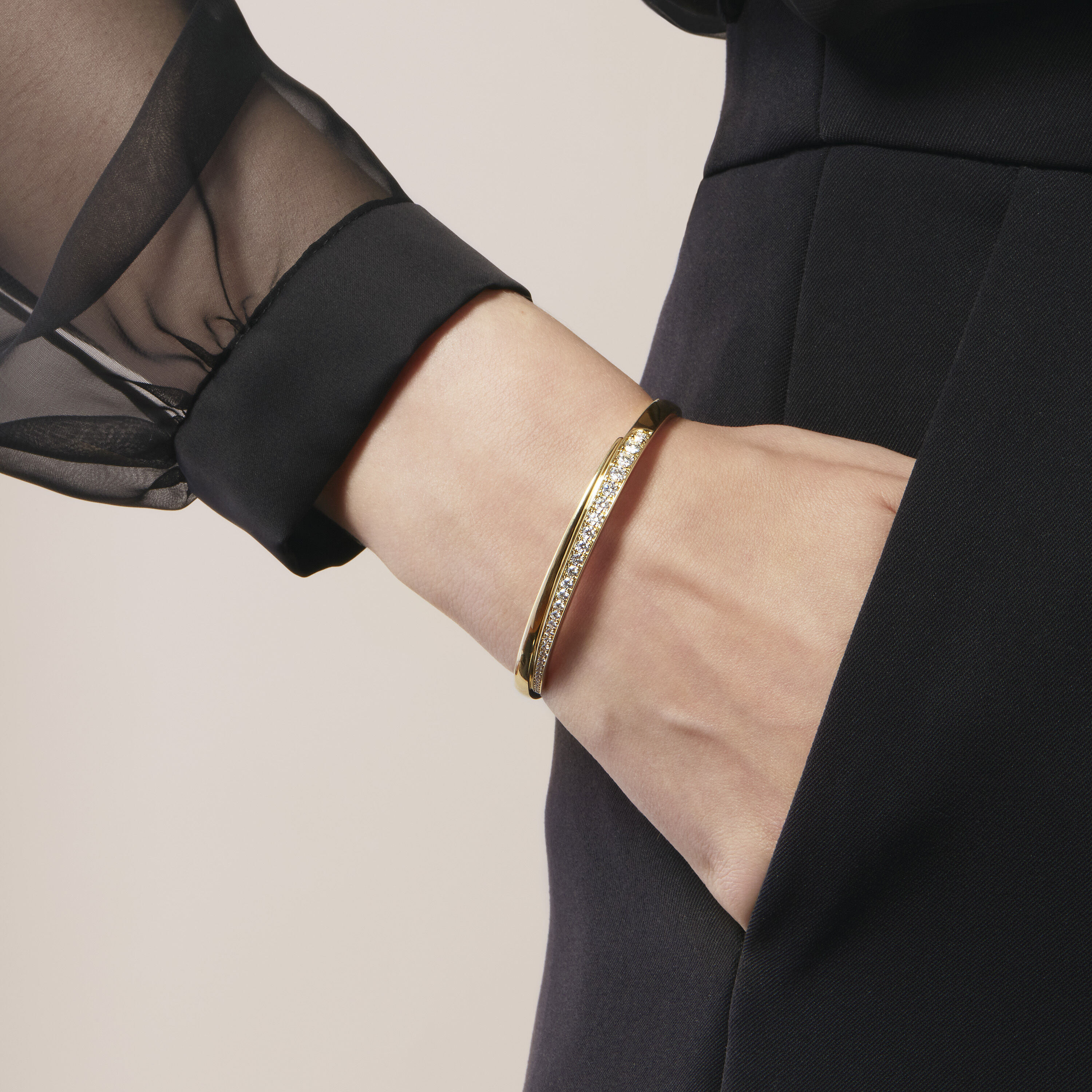 Vela Crossover 鑽石手鐲, 18K 玫瑰金, large