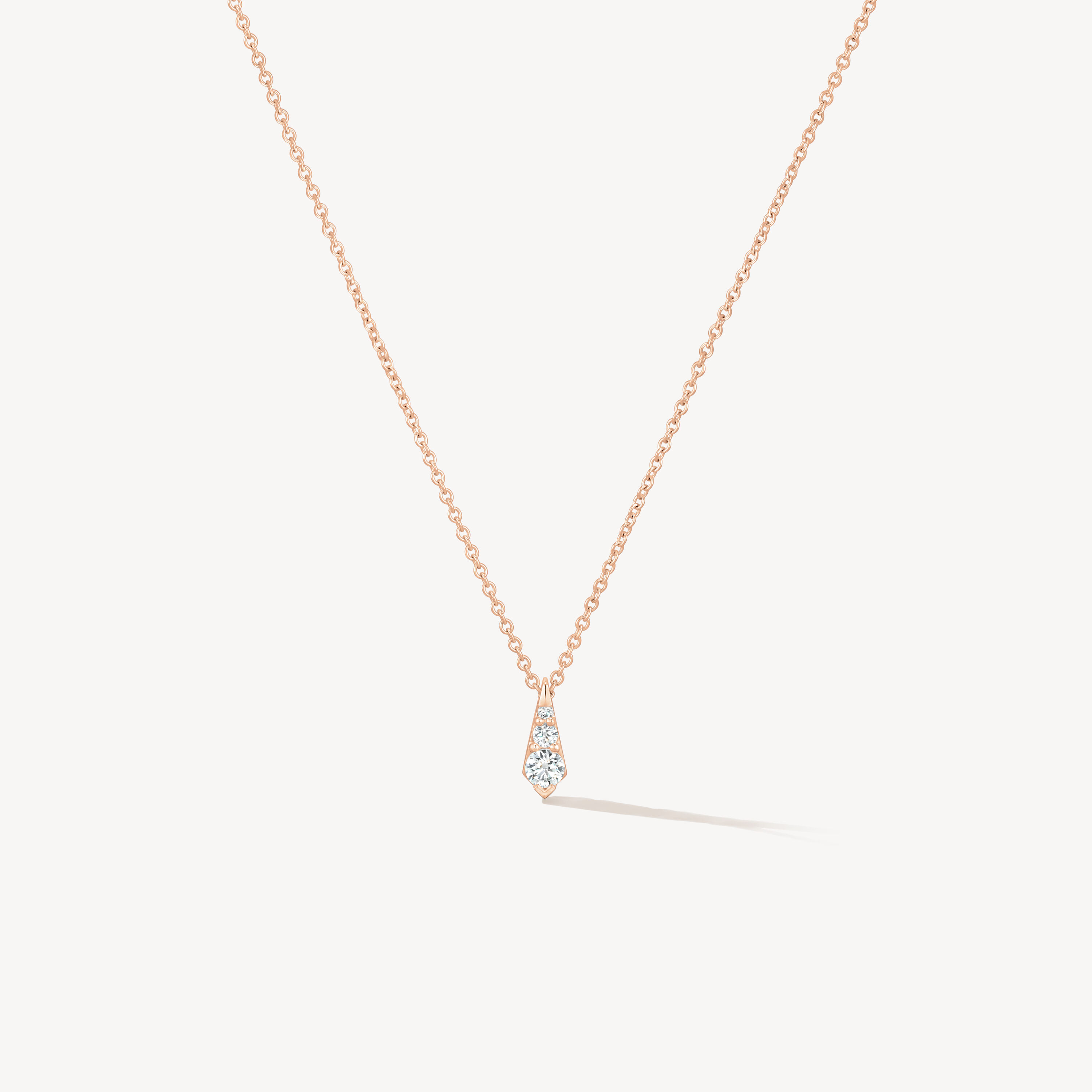 Triplicity Drop Pendant Necklace, 18K Rose Gold, large