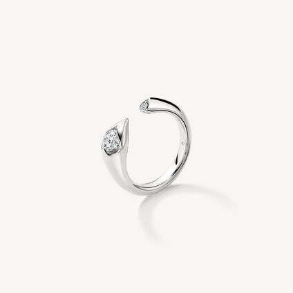 LU Droplet Open Ring, 18K White Gold, large