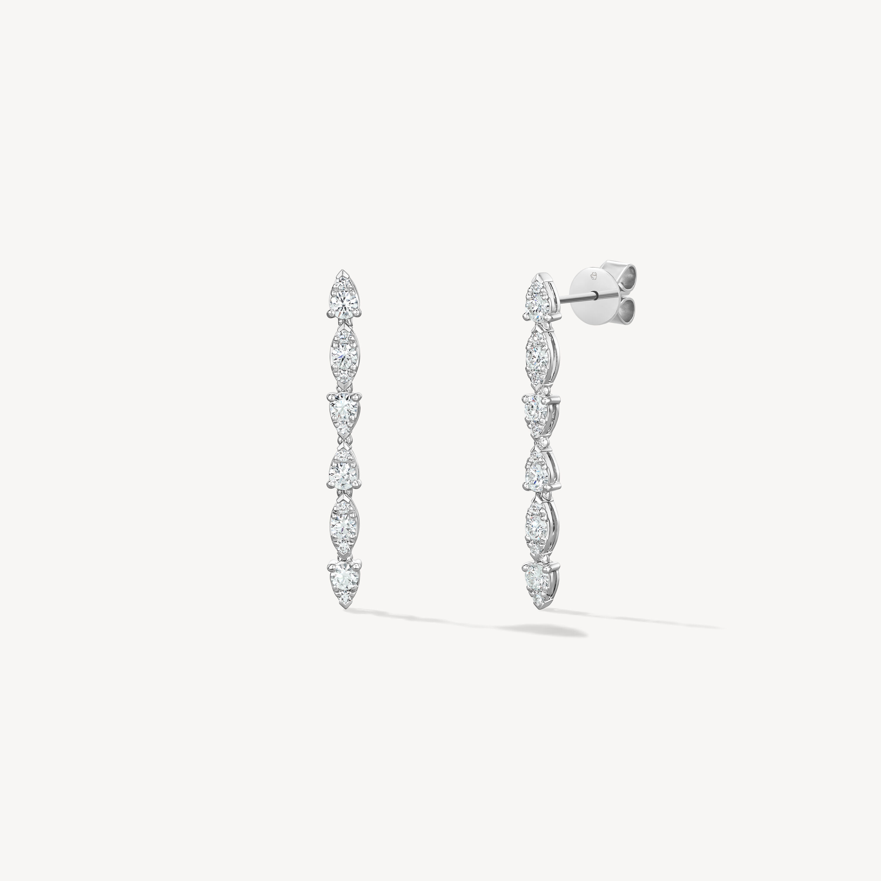 Aerial Dewdrop Stiletto Earrings, 18K White Gold, large