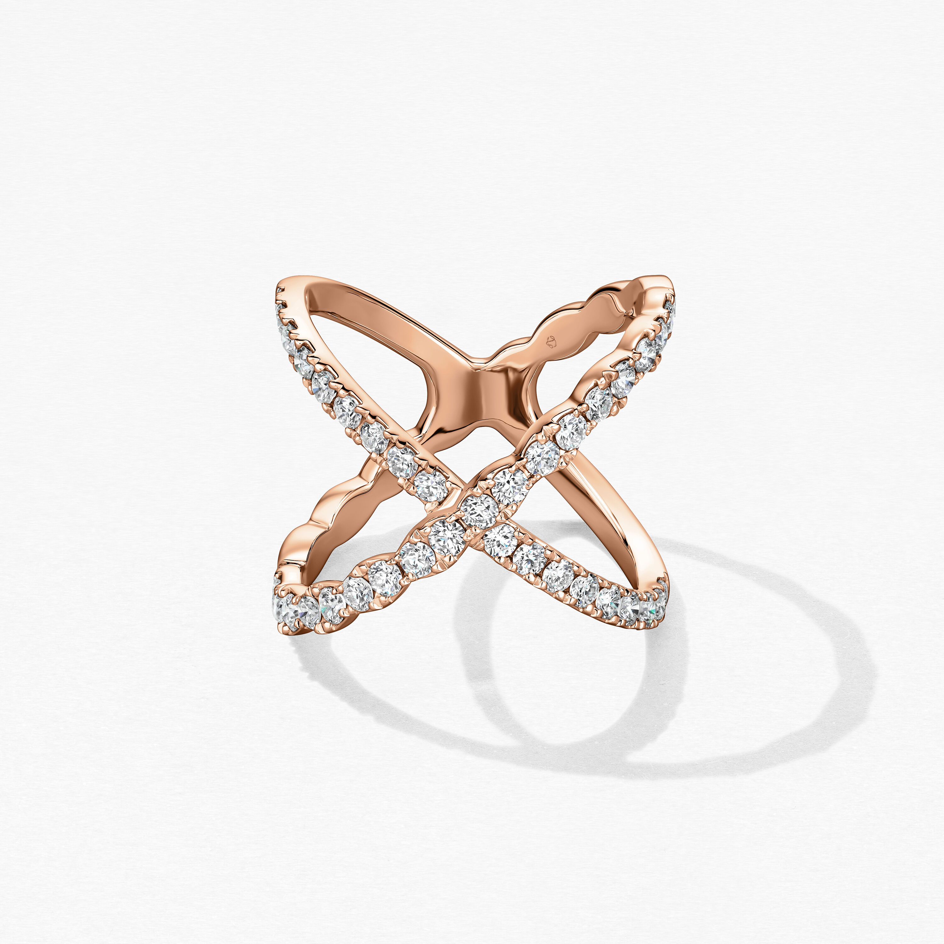 Lorelei Criss Cross 鑽石戒指, 18K 玫瑰金, large