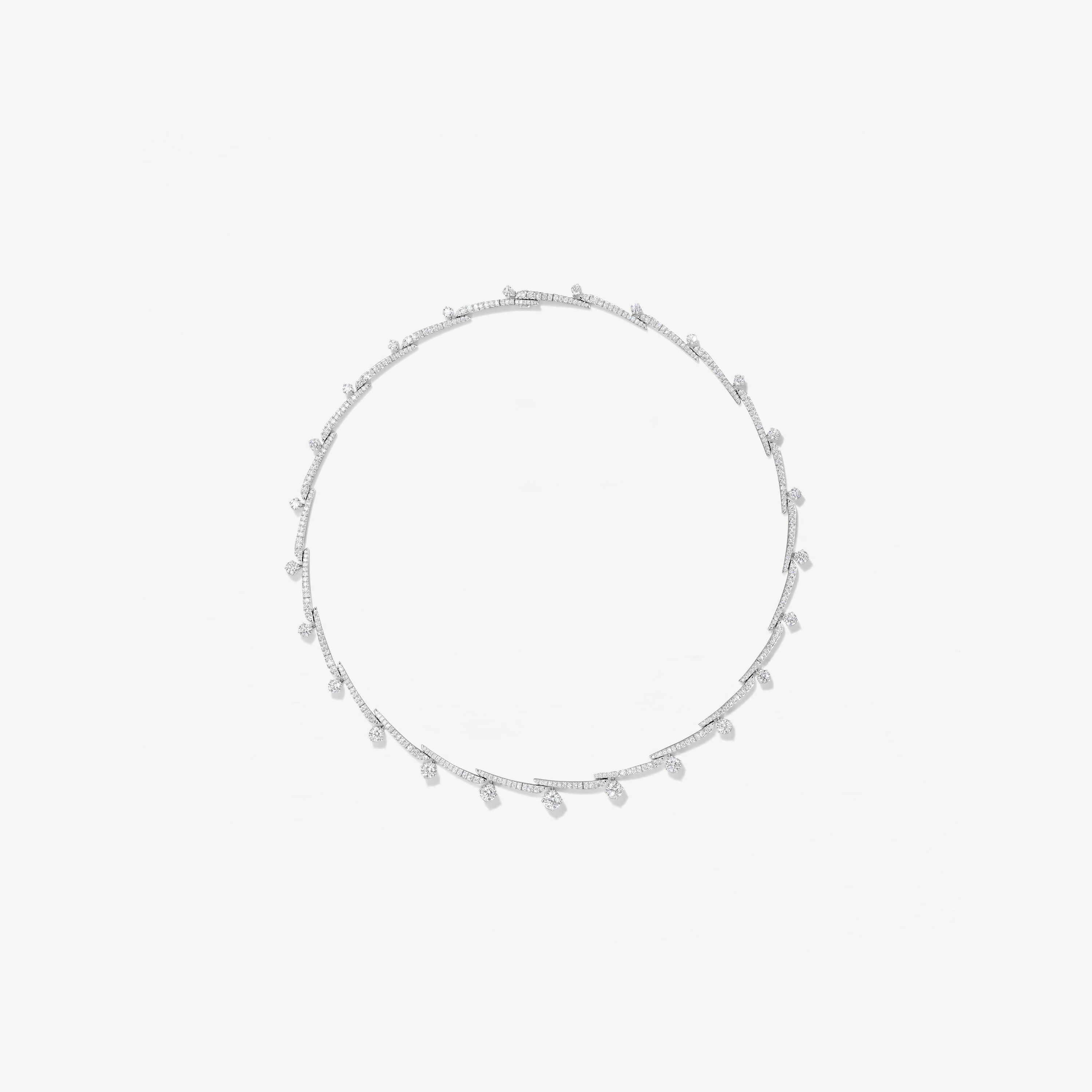 VELA Crossover French Cut Pav&eacute; Necklace, 18K White Gold, large