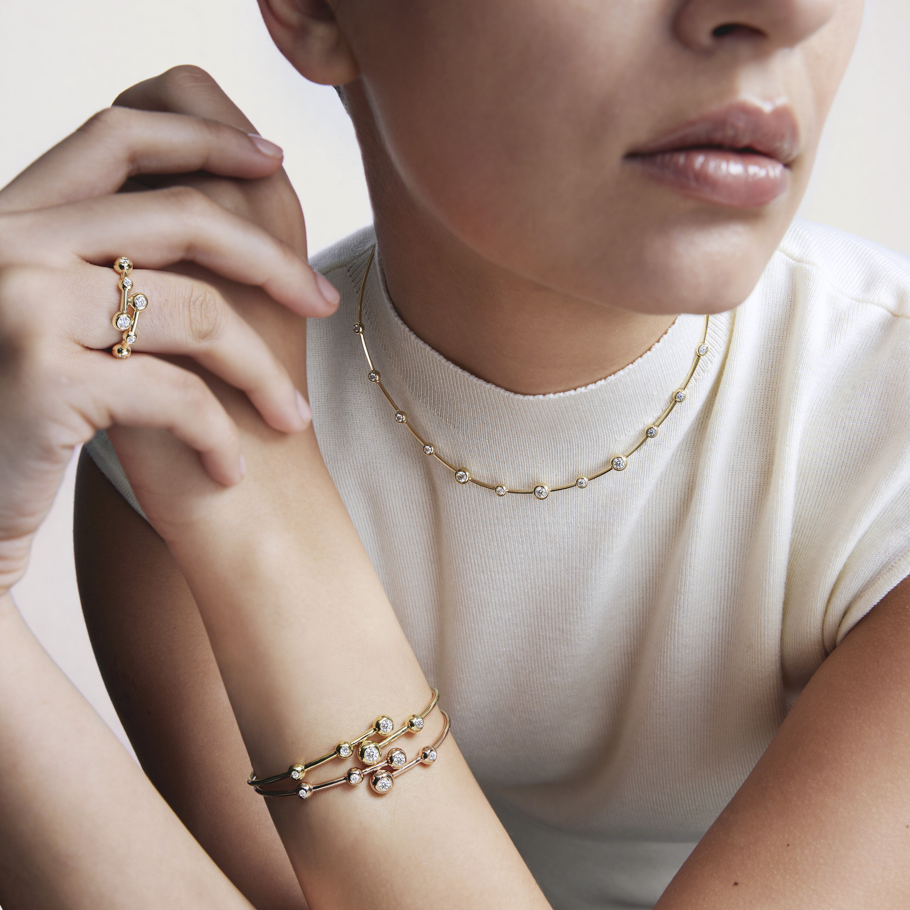 DREAM 鑽石鎖骨鍊, 18K 玫瑰金, large