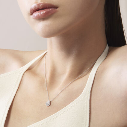 HOF Teardrop Halo Pendant Necklace, 18K Rose Gold, large