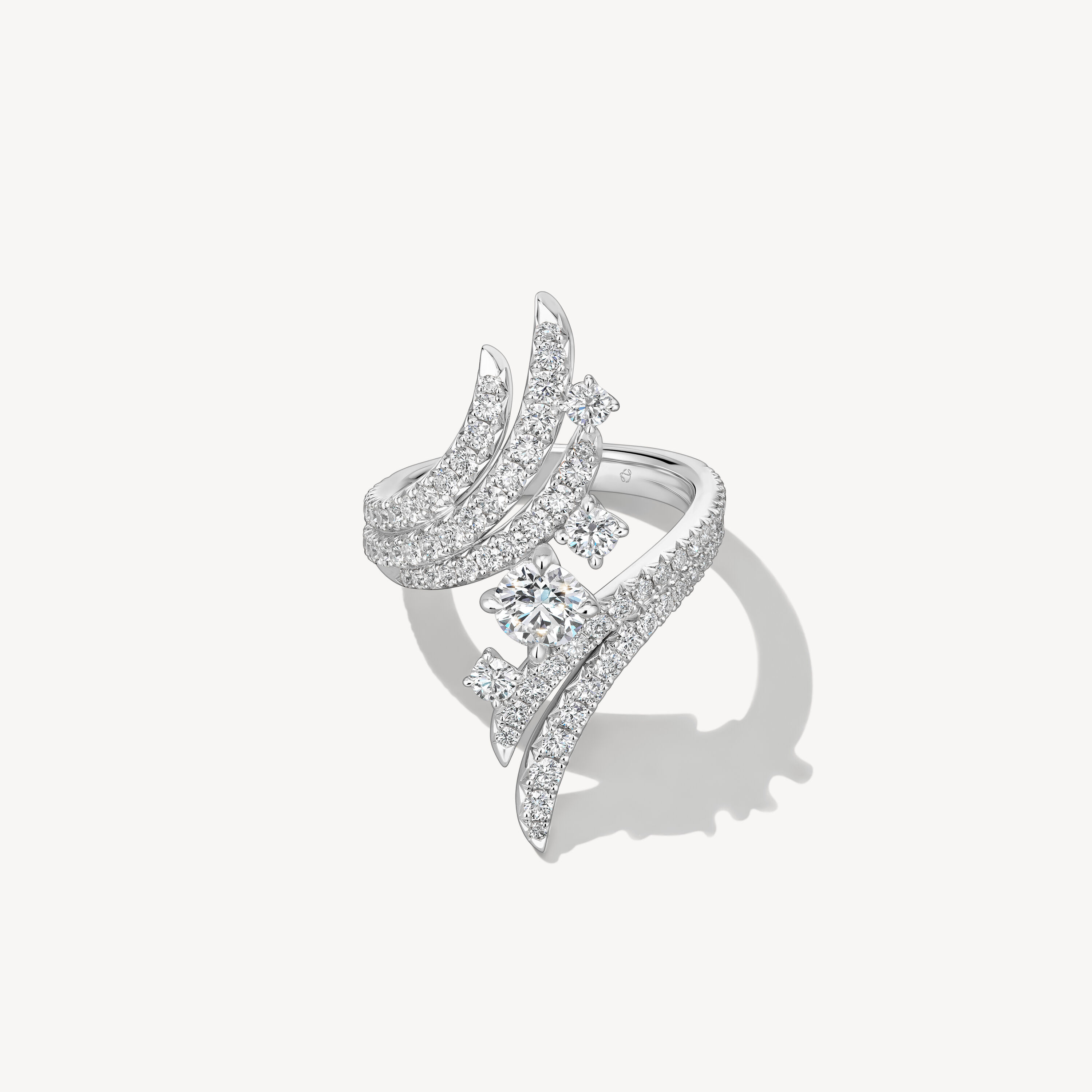 VELA Bypass Cocktail Ring, 18K White Gold, large
