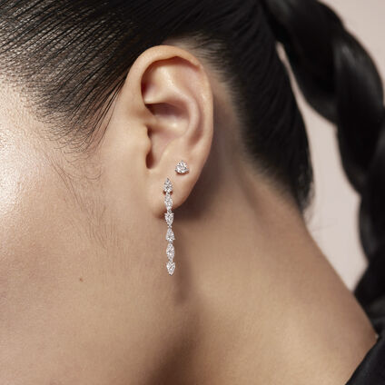 Aerial Dewdrop Stiletto Earrings, 18K Rose Gold, large