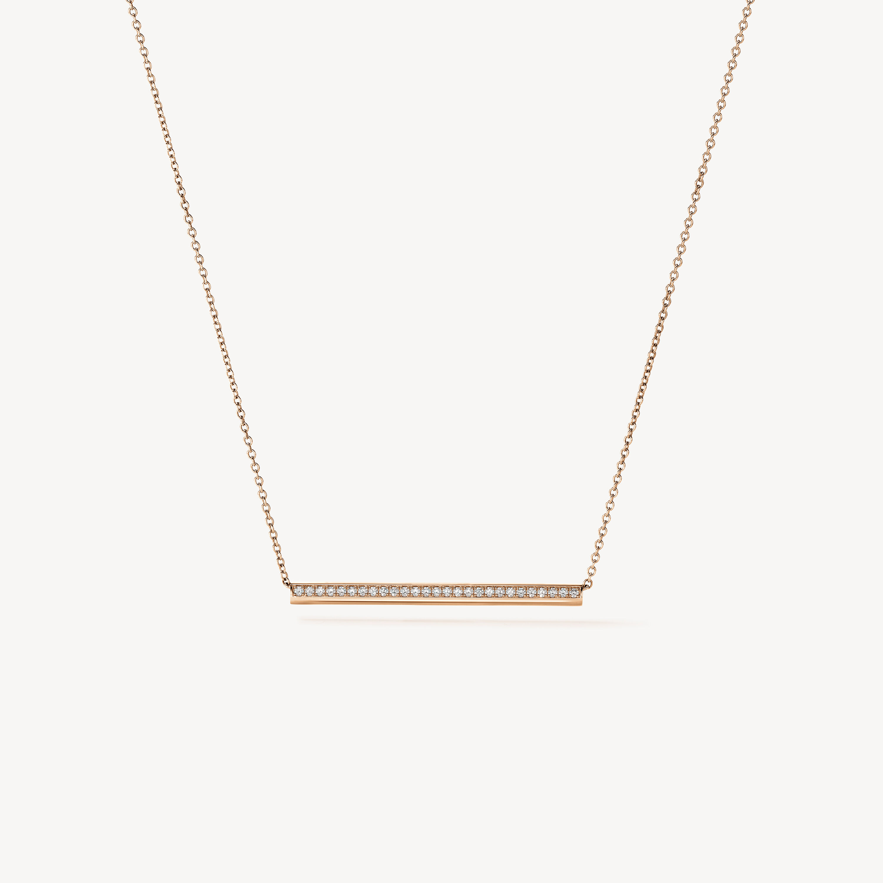 Barre 密鑲鑽石項鍊, 18K 玫瑰金, large