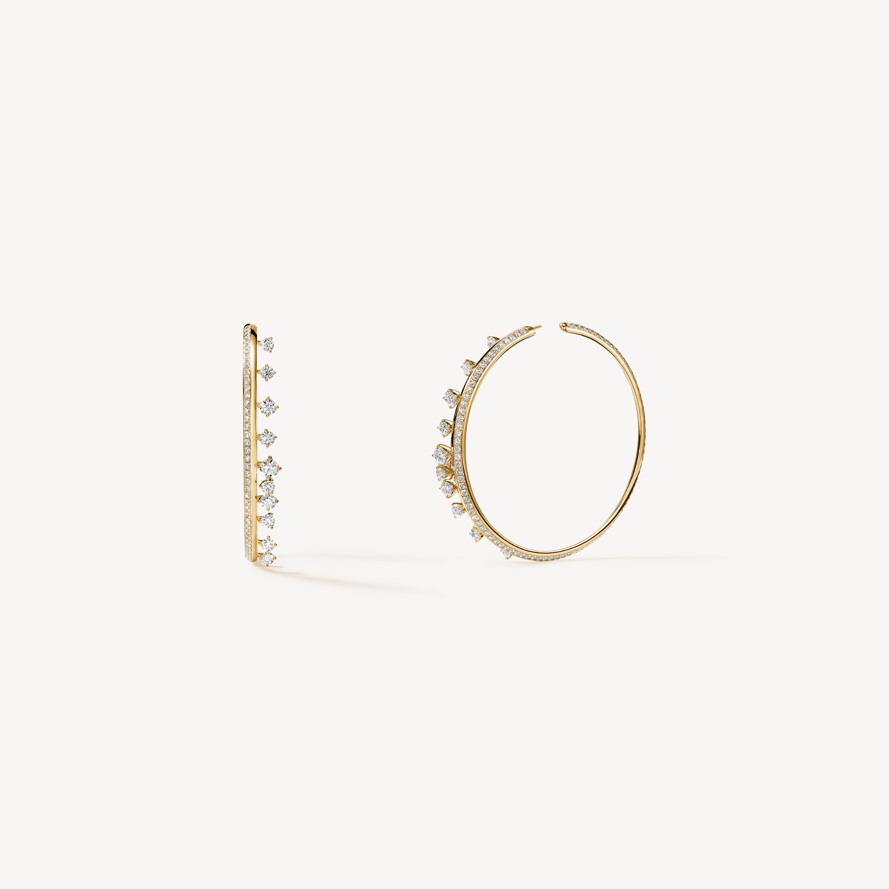BARRE Floating Diamond Large Hoops, 18K Yellow Gold, large