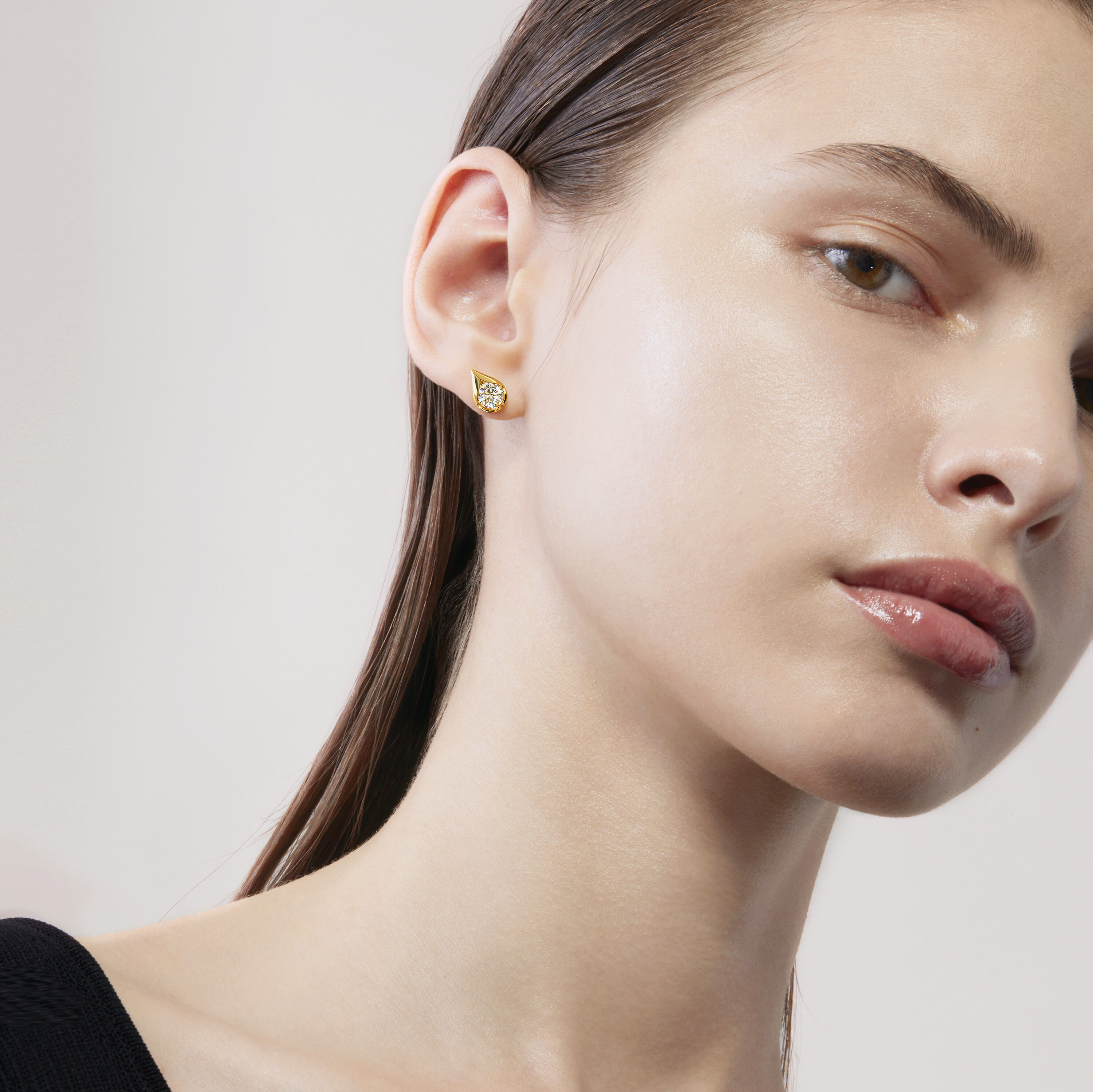 LU Droplet 鑽石耳環 , 18K 白金, large