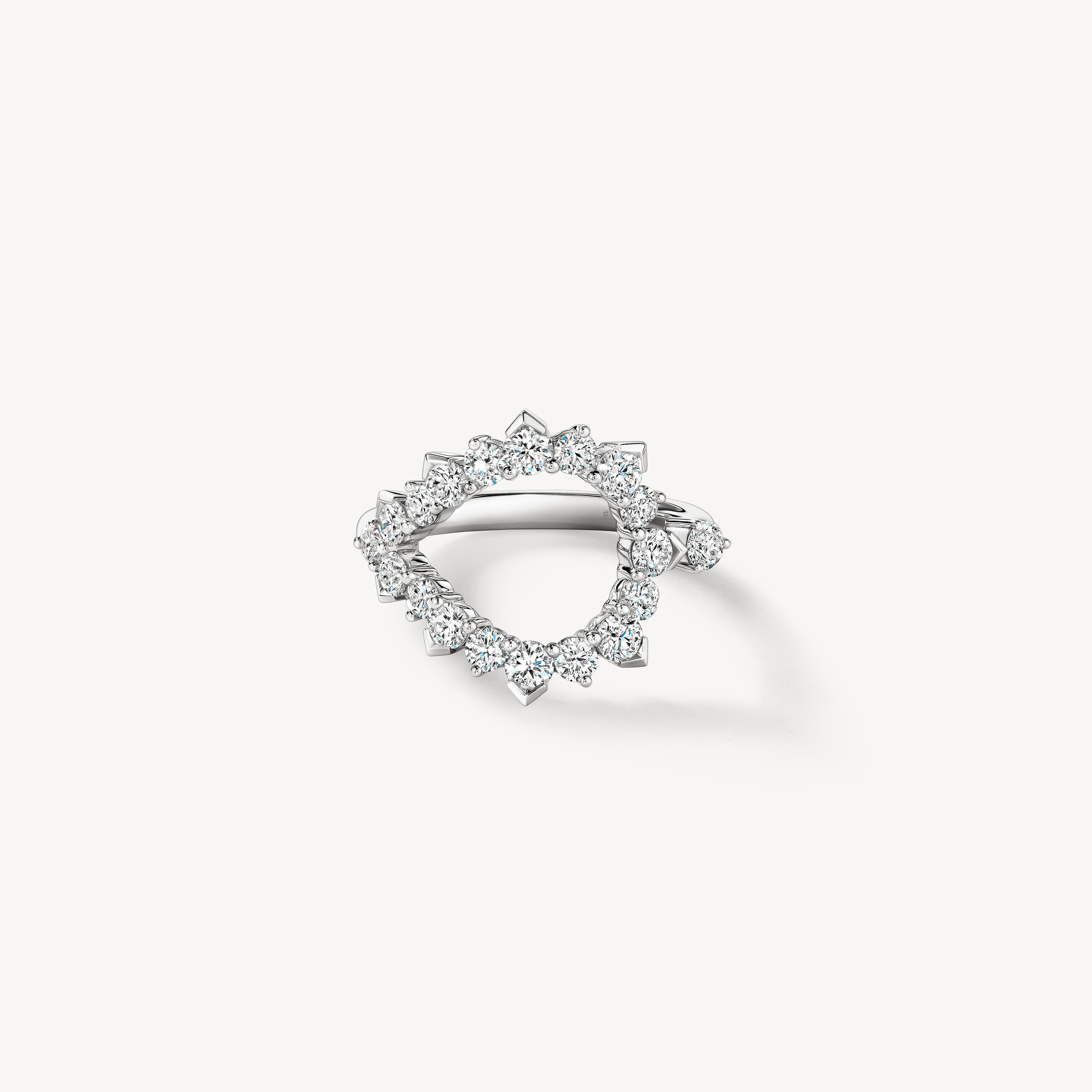 Aerial Open Sunburst 鑽石戒指, 18K 白金, large