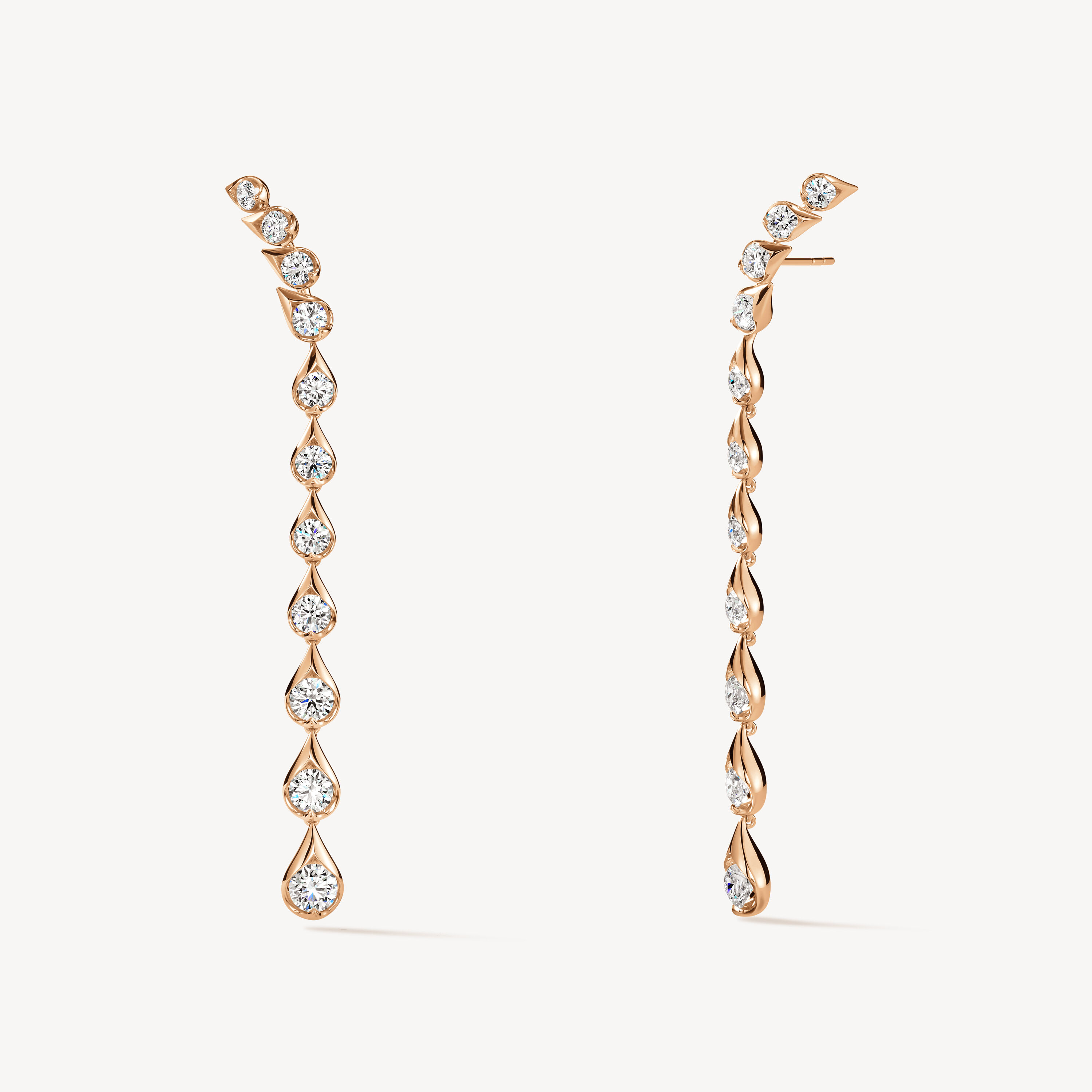LU Droplet Stiletto Earrings, 18K Rose Gold, large
