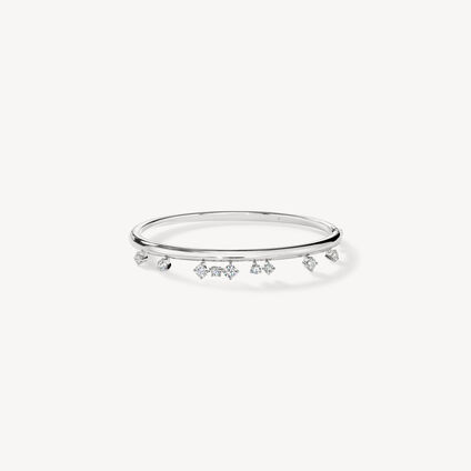BARRE Floating Diamond Bangle, 18K White Gold, large