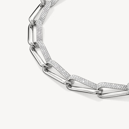 INSIDE/OUT Diamond Link Necklace, 18K White Gold, large