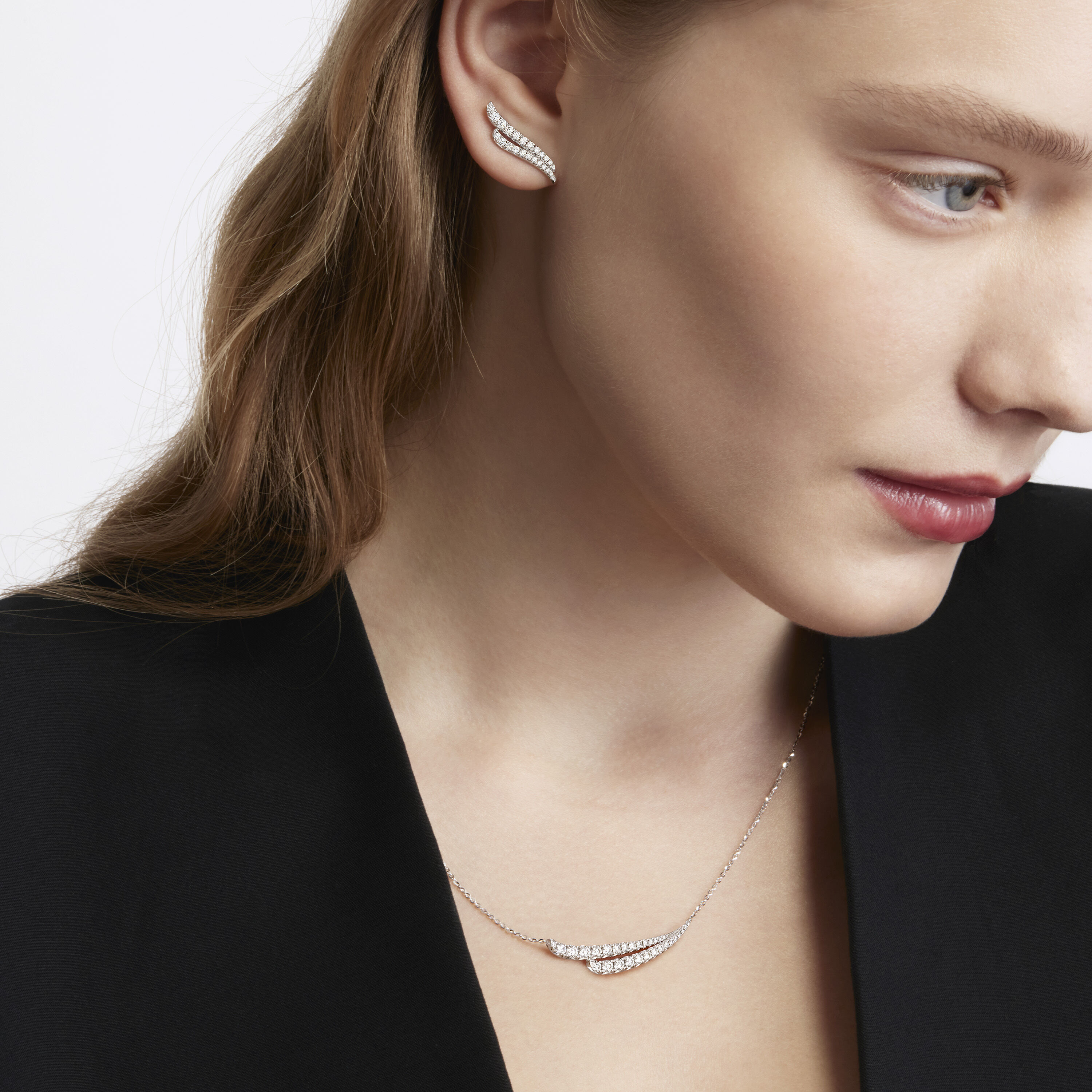 VELA 法式鑲嵌鑽石耳環, 18K 玫瑰金, large