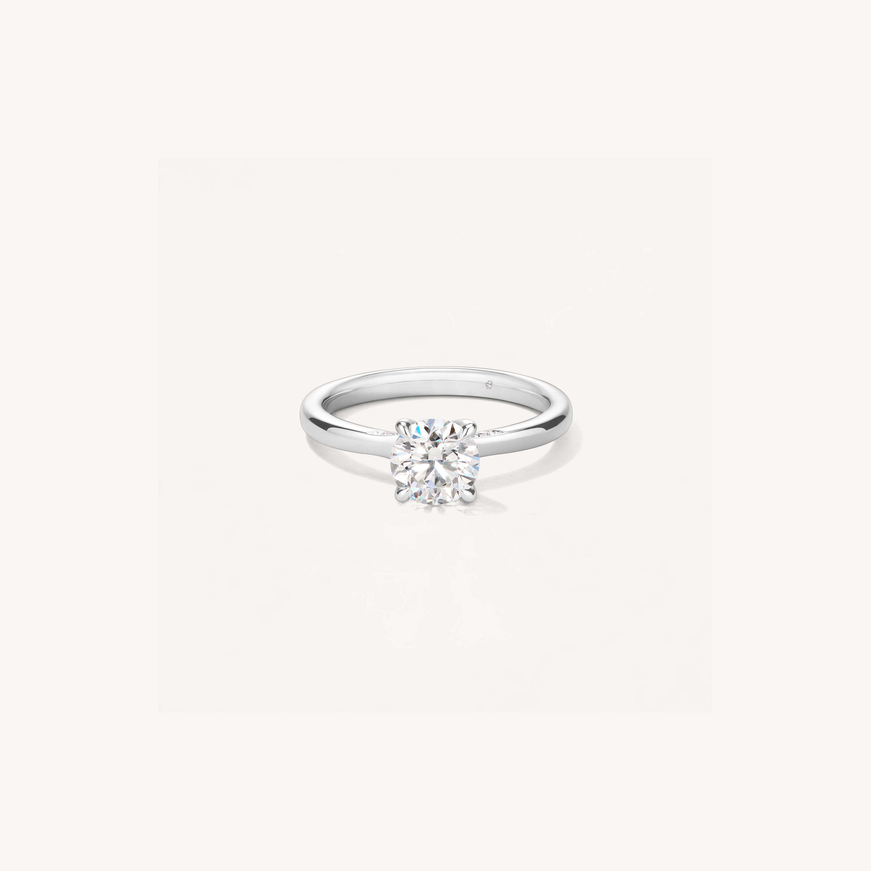 VELA Solitaire Ring With Diamond Gallery, Platinum, large
