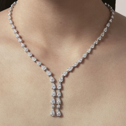 Aerial Teardrop Drop Necklace, 18K White Gold, large