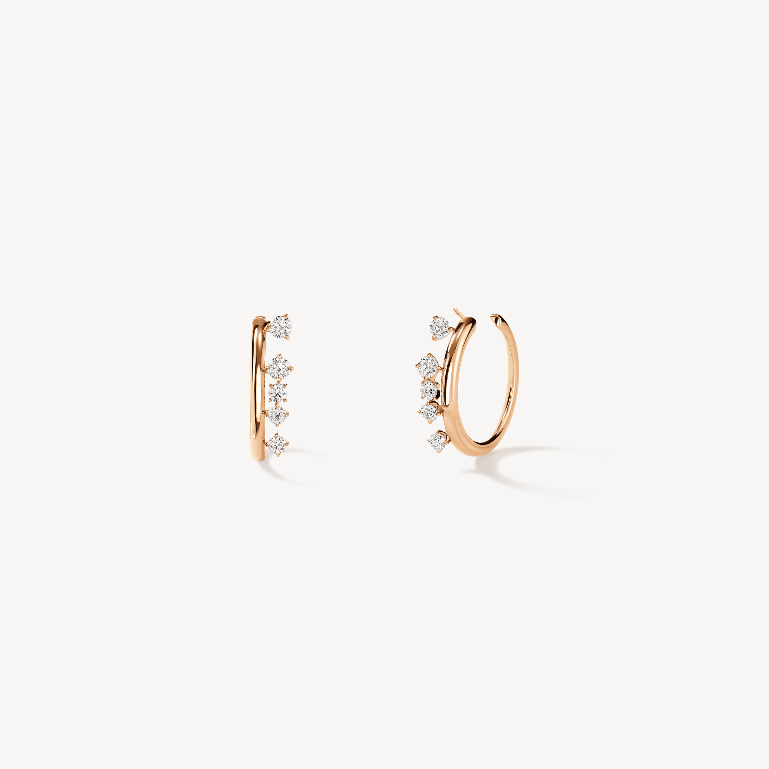 BARRE Floating Diamond Small Hoops, 18K Rose Gold, large