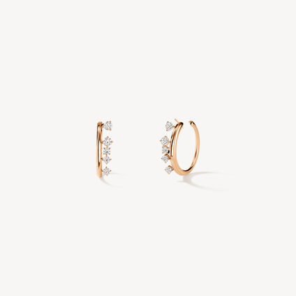 BARRE Floating Diamond Small Hoops, 18K Rose Gold, large