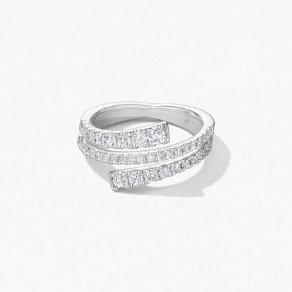 Grace Wrap鑽石戒指, 18K 白金, large