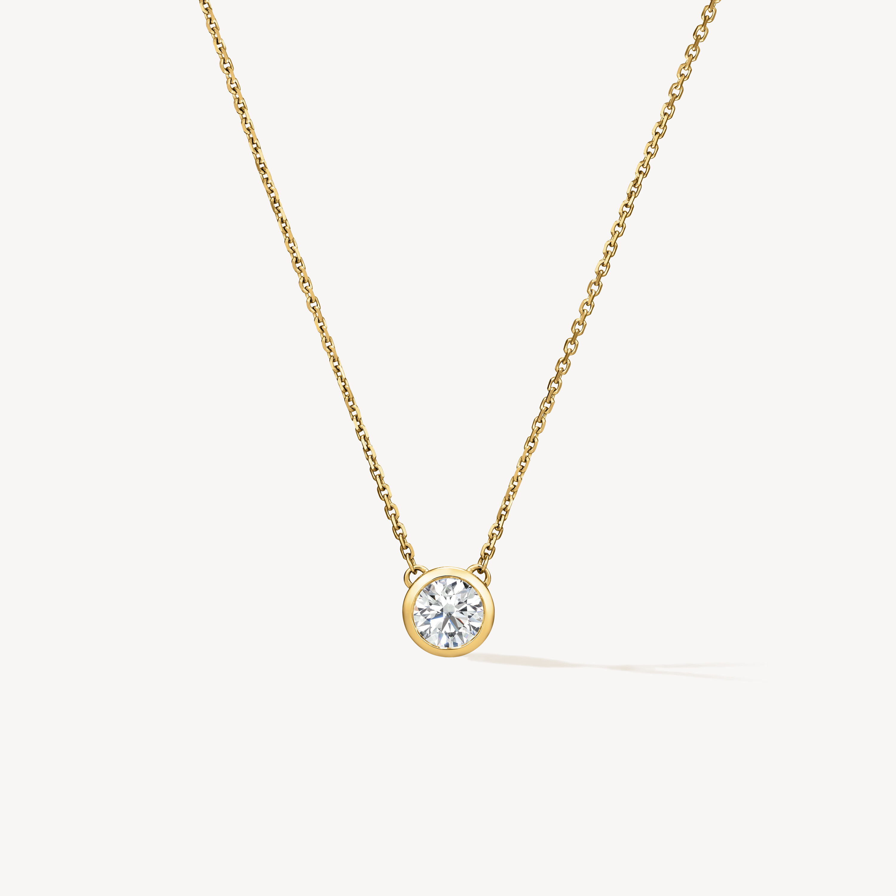 HOF Classic Bezel Solitaire Pendant Necklace, 18K Yellow Gold, large