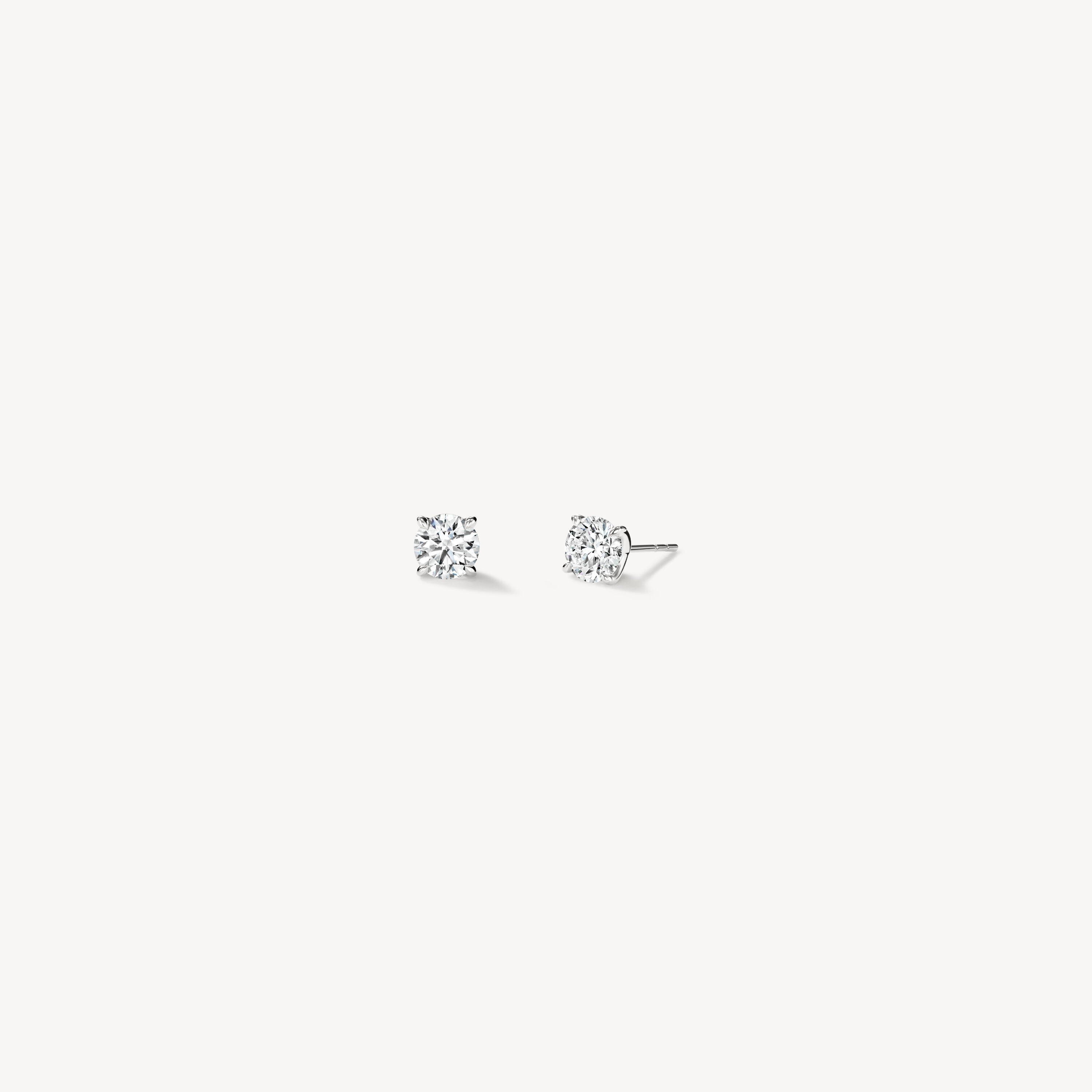 VELA Solitaire Stud Earrings, 18K White Gold, large