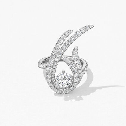 Vela Twisted Cocktail 鑽石套戒, 18K 白金, large