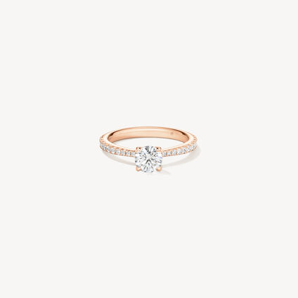 VELA Solitatire Ring With Diamond Band, 18K Rose Gold, large