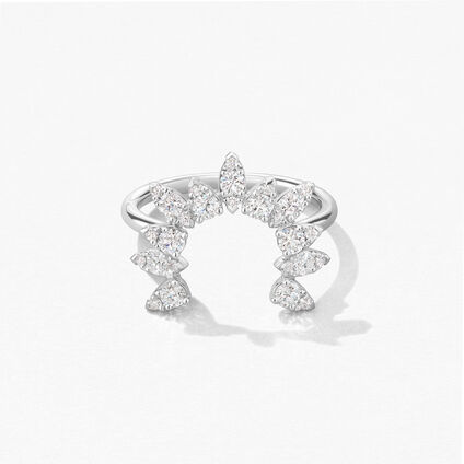 AERIAL Sunburst Ring, 18K White Gold, large
