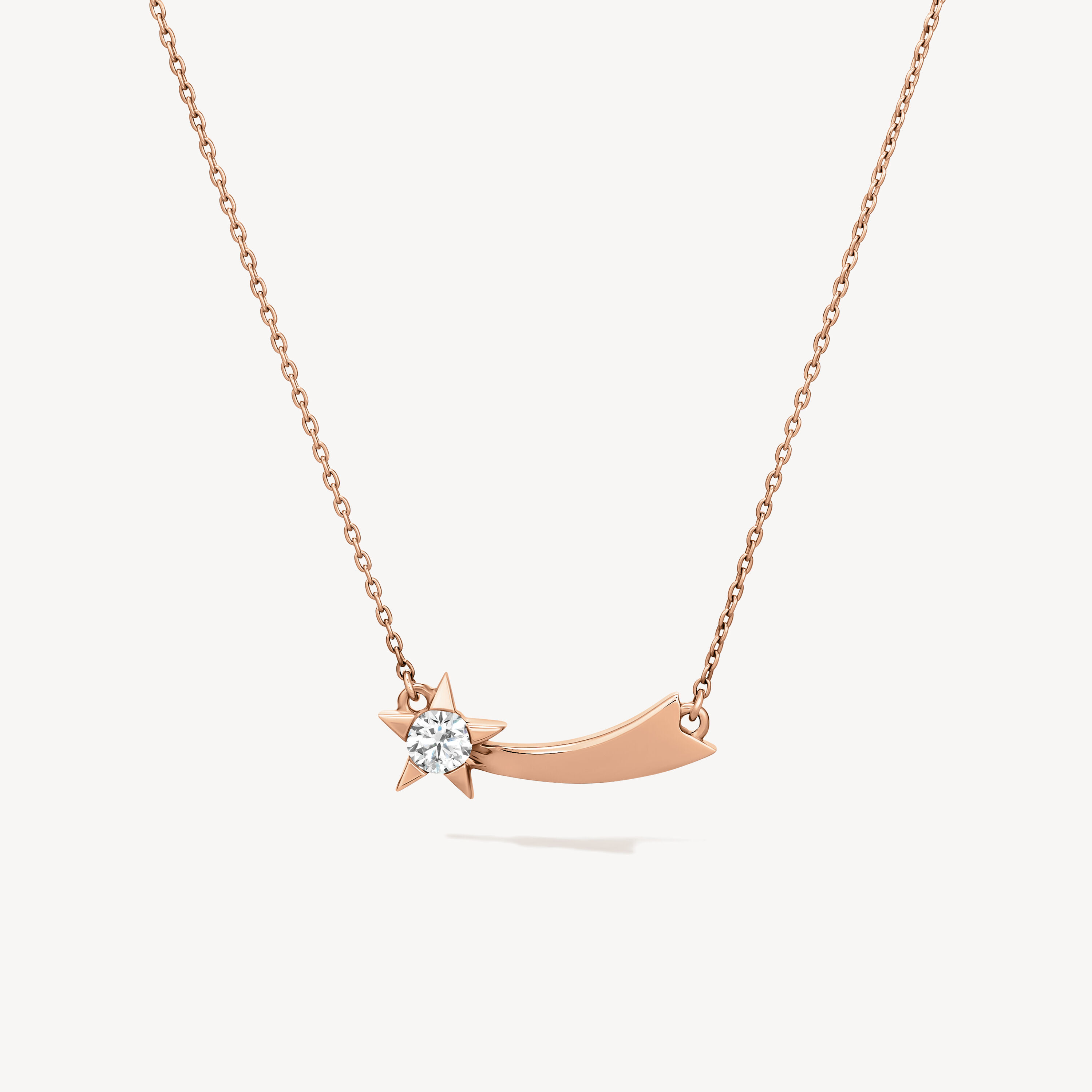 Illa Single Diamond Comet Pendant Necklace, 18K Rose Gold, large
