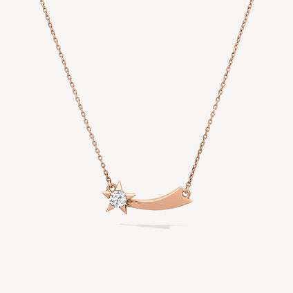 Illa Single Diamond Comet Pendant Necklace, 18K Rose Gold, large