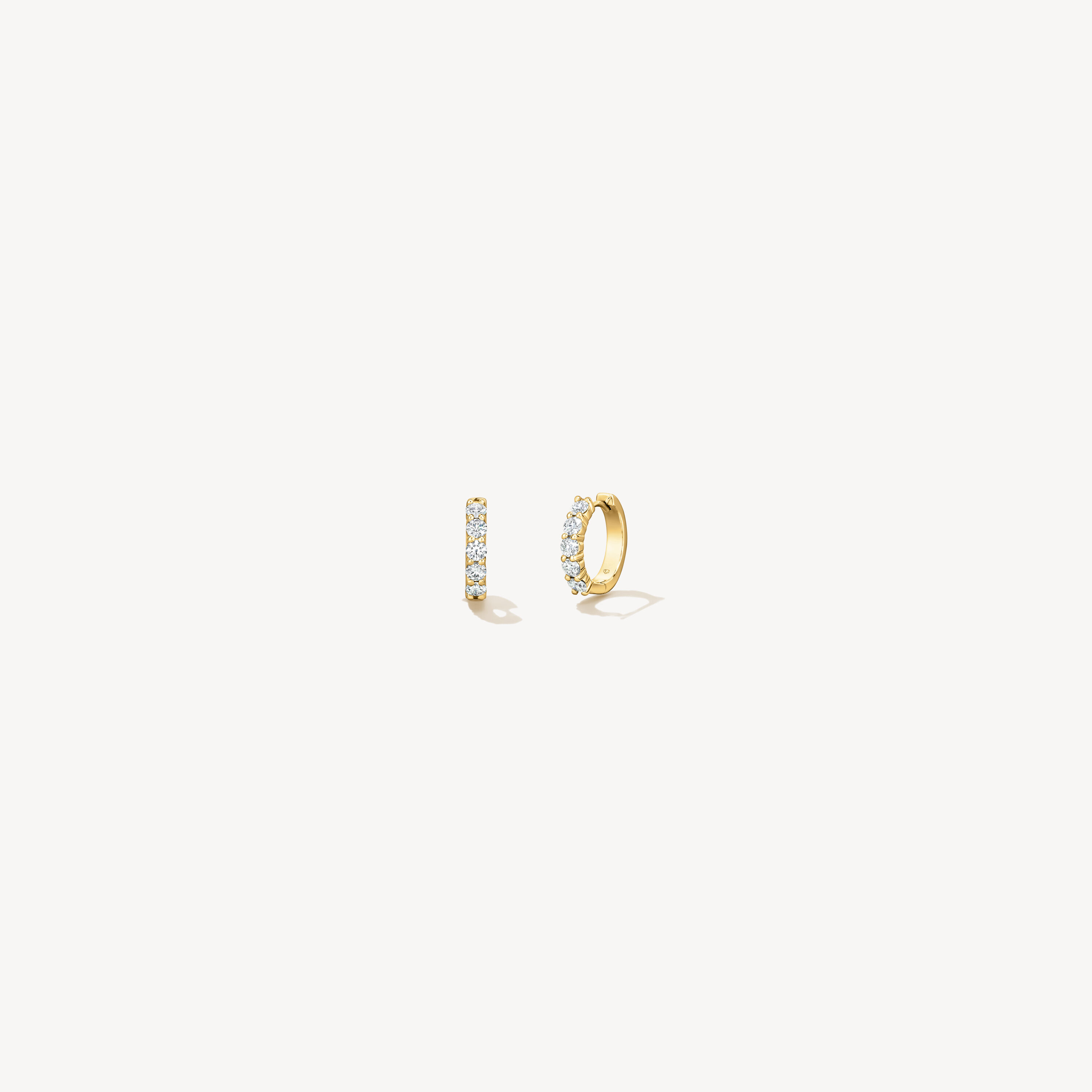 Small Mini Hoop Earrings, 18K Yellow Gold, large