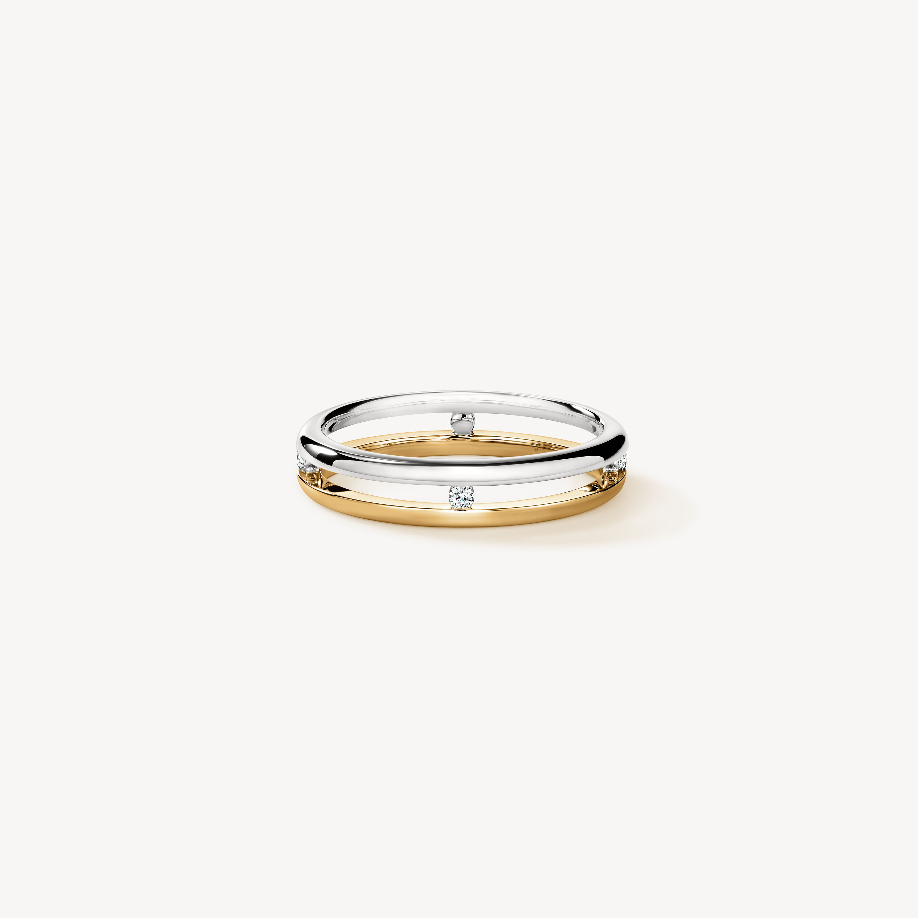 Love Floating Diamond Wedding Band, Platinum and 18K Yellow Gold, large