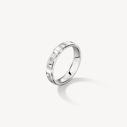Love Chevron Wedding Band , Platinum, large