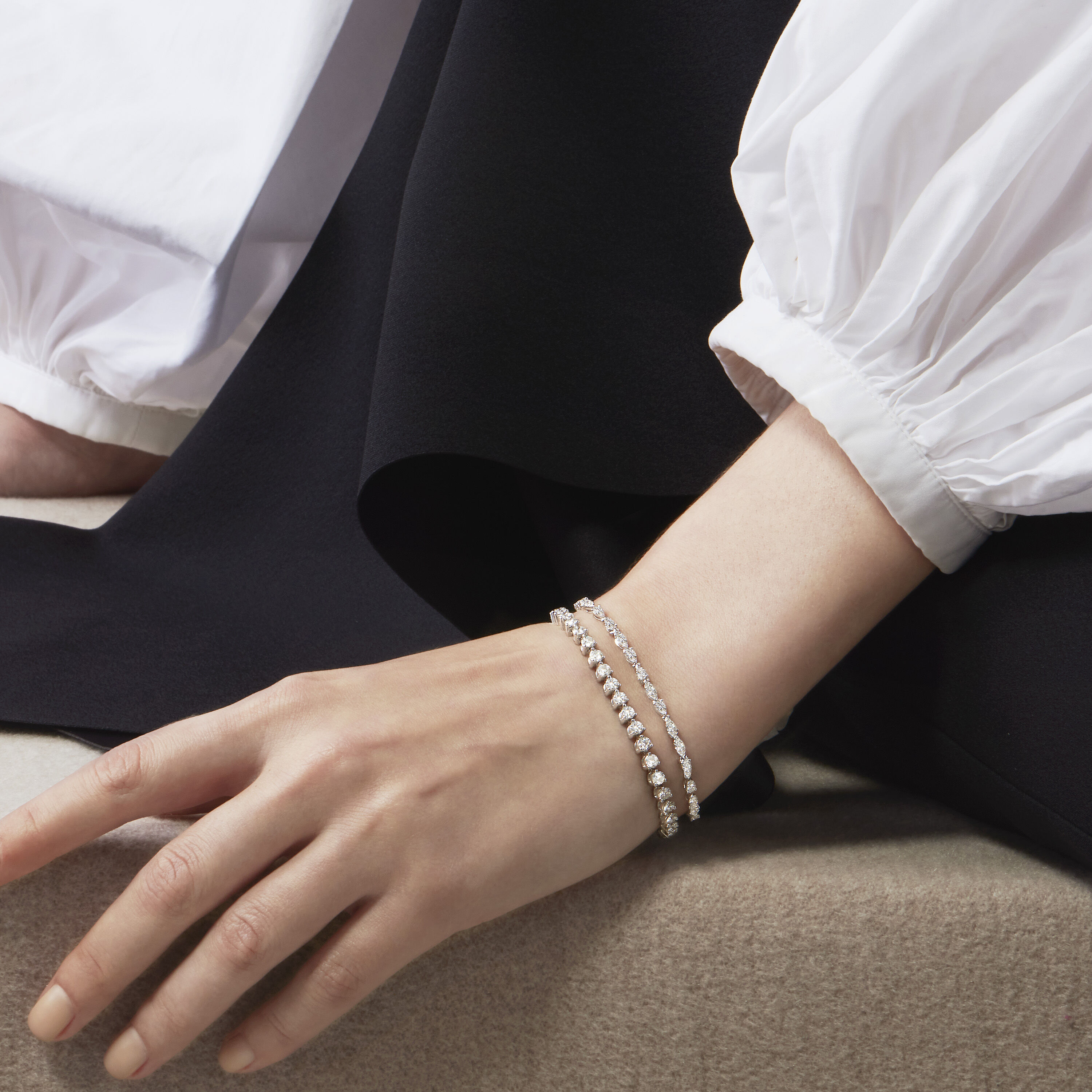 Aerial Dewdrop Line 鑽石手鏈（小）, 18K 玫瑰金, large