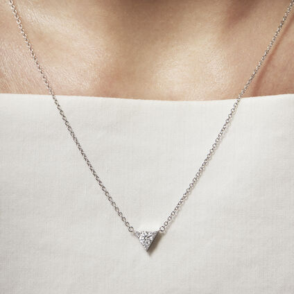 Triplicity Triangle Pendant Necklace, 18K Rose Gold, large